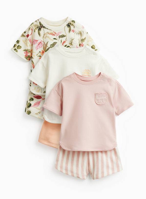 Botanical Prints Tee & Shorts Sets 3 Pack 3-6 months